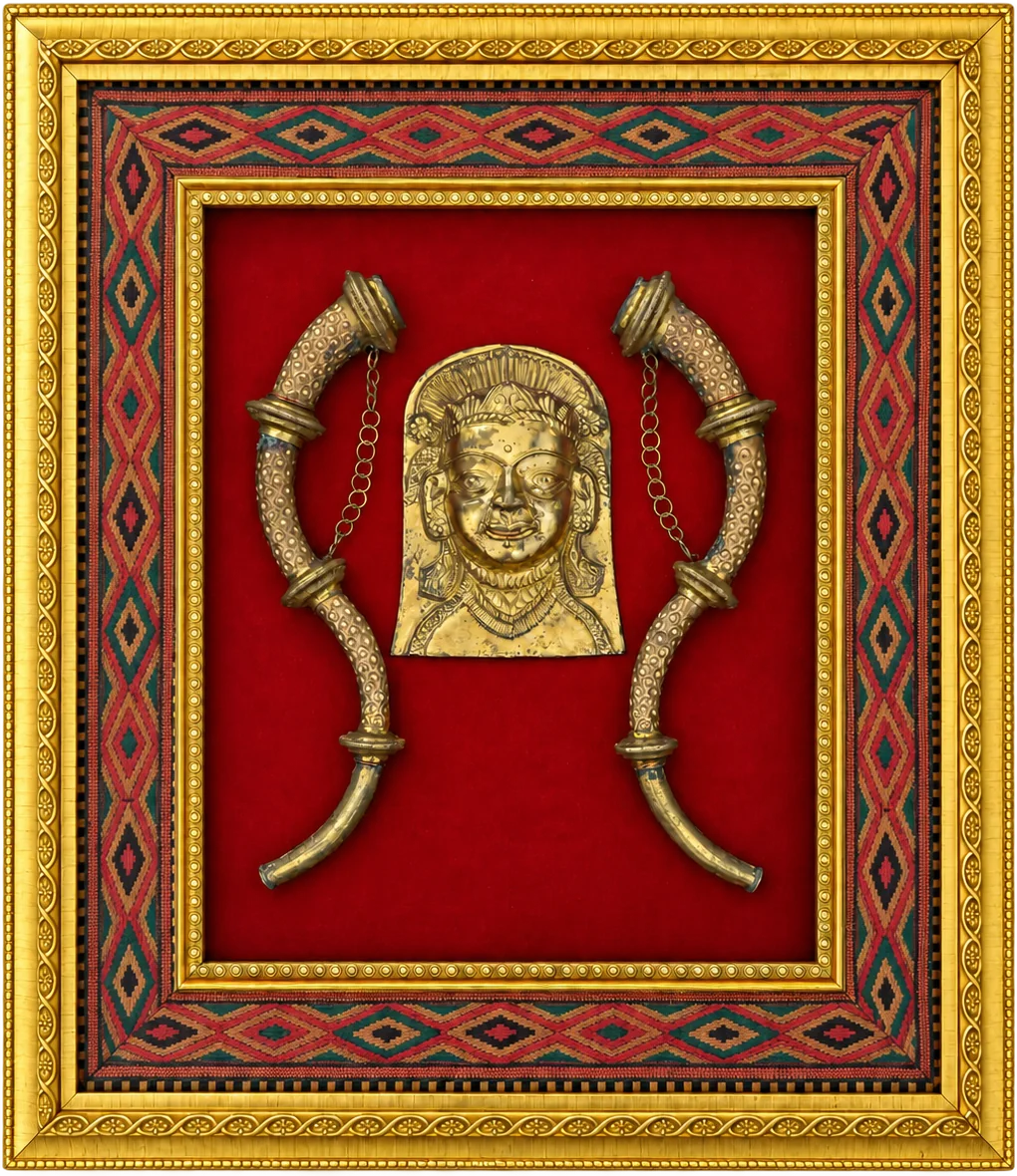 Framed Dev Mukh with Narsingha Pair